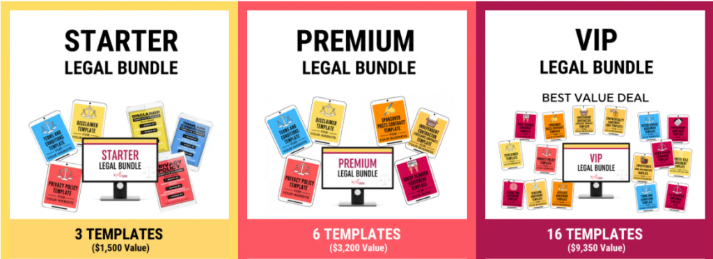 three different variations of legal bundles provided by amira