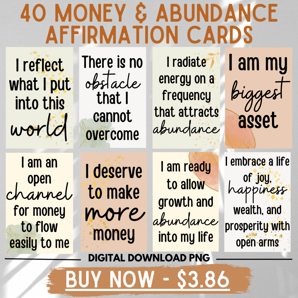 money and abundance affirmation cards