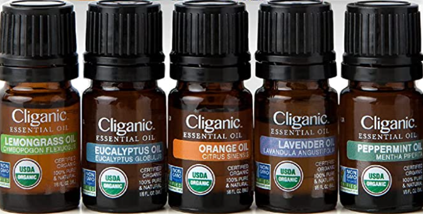 five different brown bottles of essential oils to get you out a funk