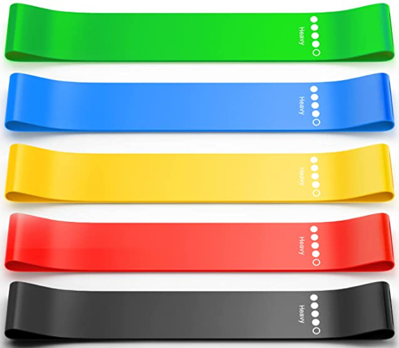 black, orange, yellow, blue, green resistance bands