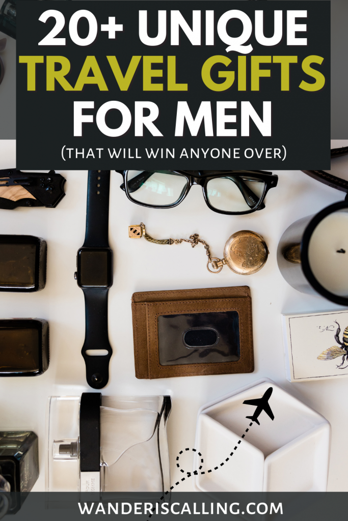 travel gifts for men pin with glasses, a watch, pocket watch, plane and wallet for travel